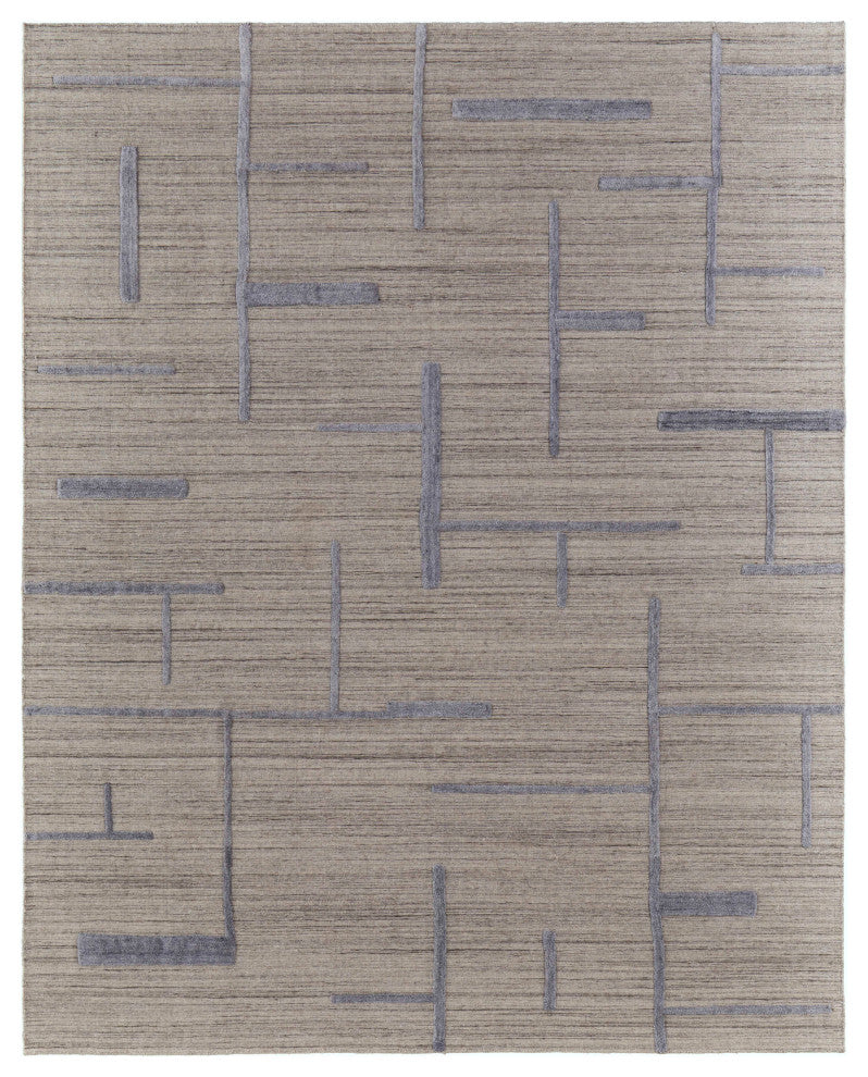Longridge T8002 Modern/Casual/Scandinavian Area Rug, Ivory/Blue, 8'x10'