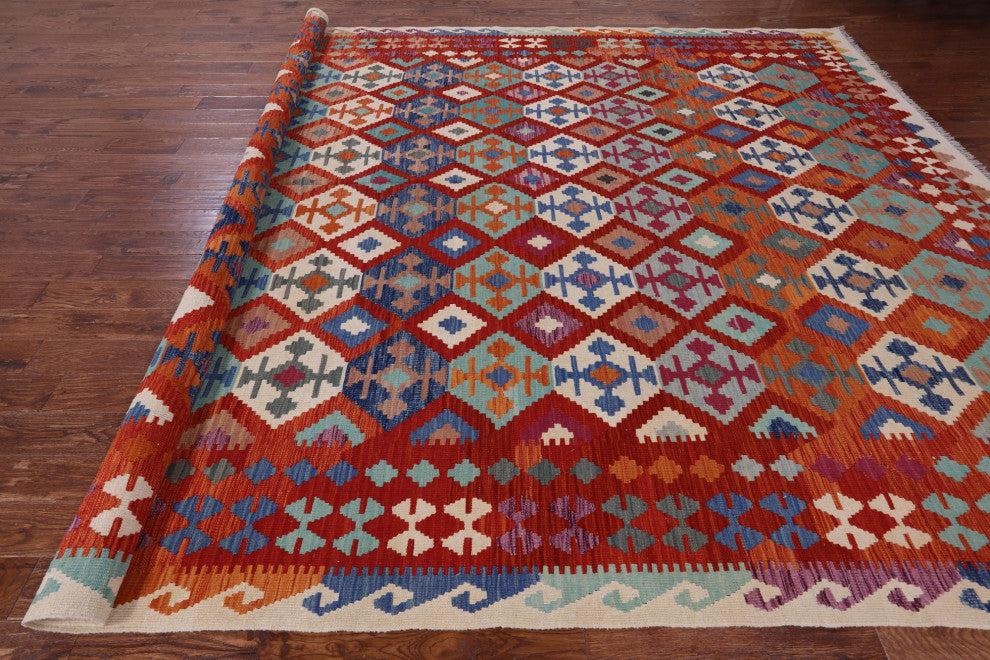 Kilim Flat Weave Wool On Wool Reversible Rug 10' 5" X 15' 4" - Q12540