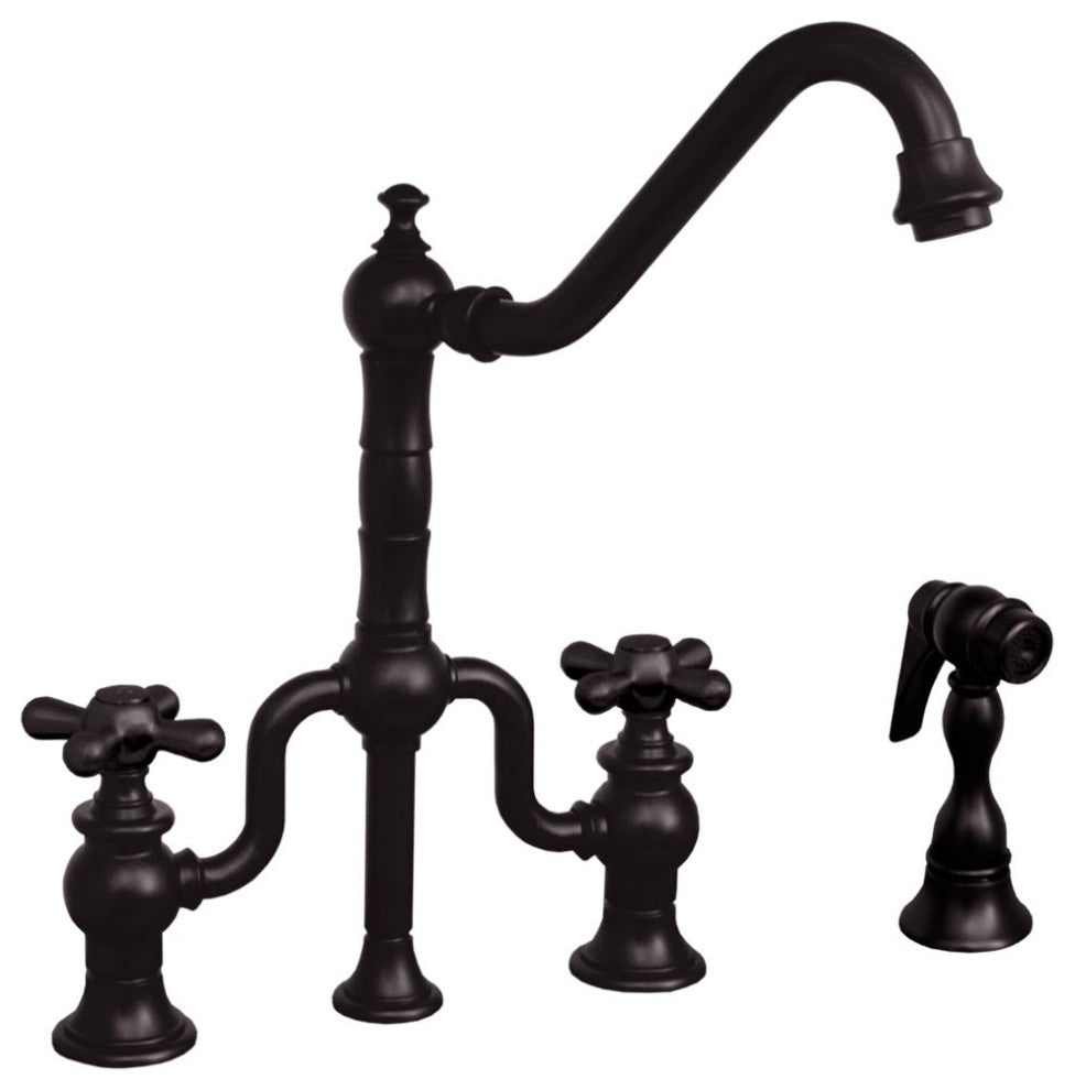 Twisthaus Bridge Faucet With Long Traditional Swivel Spout