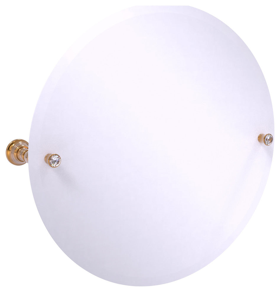 Carolina Crystal Frameless Round Tilt Mirror, Beveled Edge, Brushed Bronze