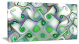 White Green Pattern with Swirls, Oversized Abstract Canvas Art Print, 60x28