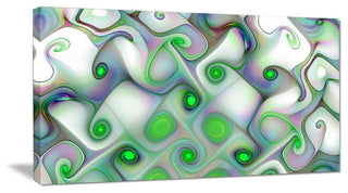 White Green Pattern with Swirls, Oversized Abstract Canvas Art Print, 60x28