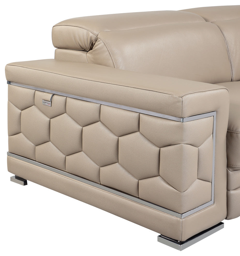 Rome Contemporary Genuine Italian Leather Sofa Beige