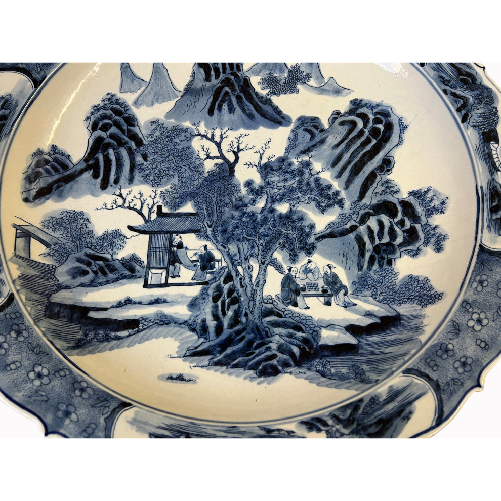 Chinese Blue & White Porcelain Scenery Theme Display Charger Plate Hws3096