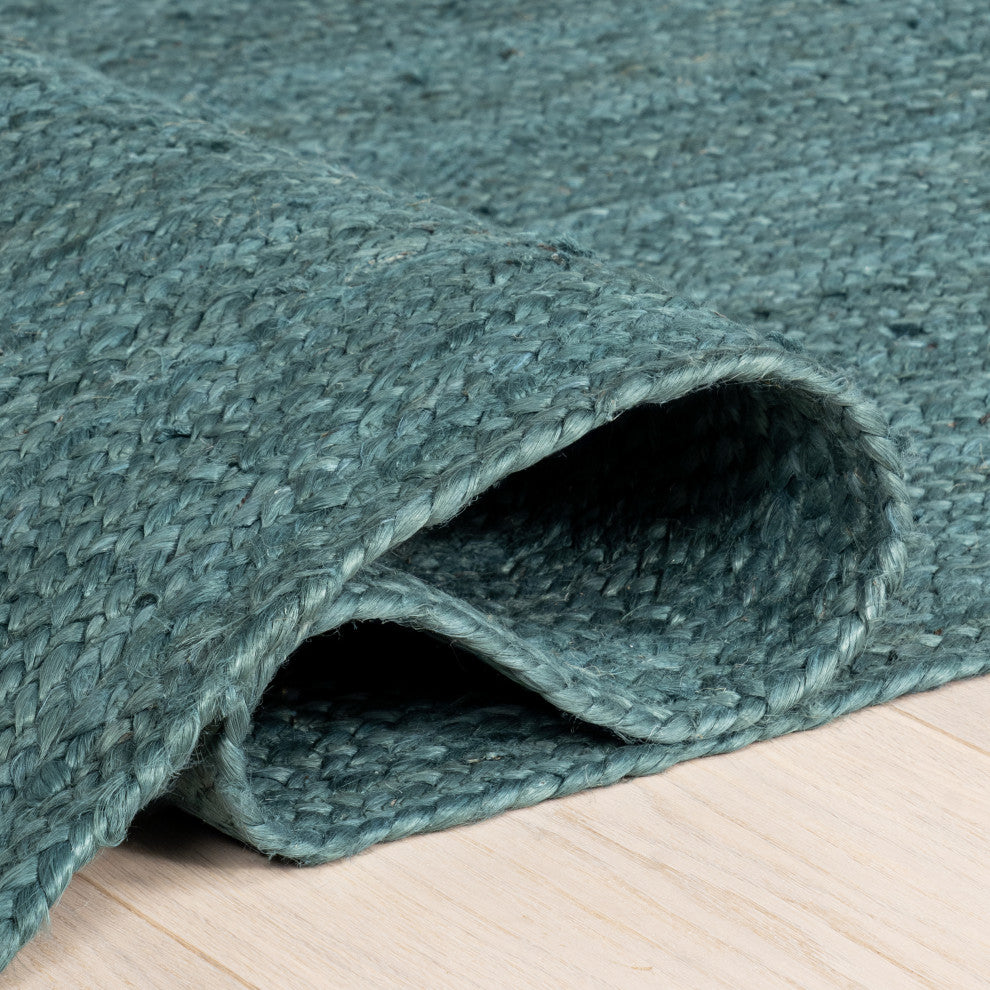 Nuloom Rigo Hand Woven Farmhouse Jute Rug, Hunter Green 9' x 12'
