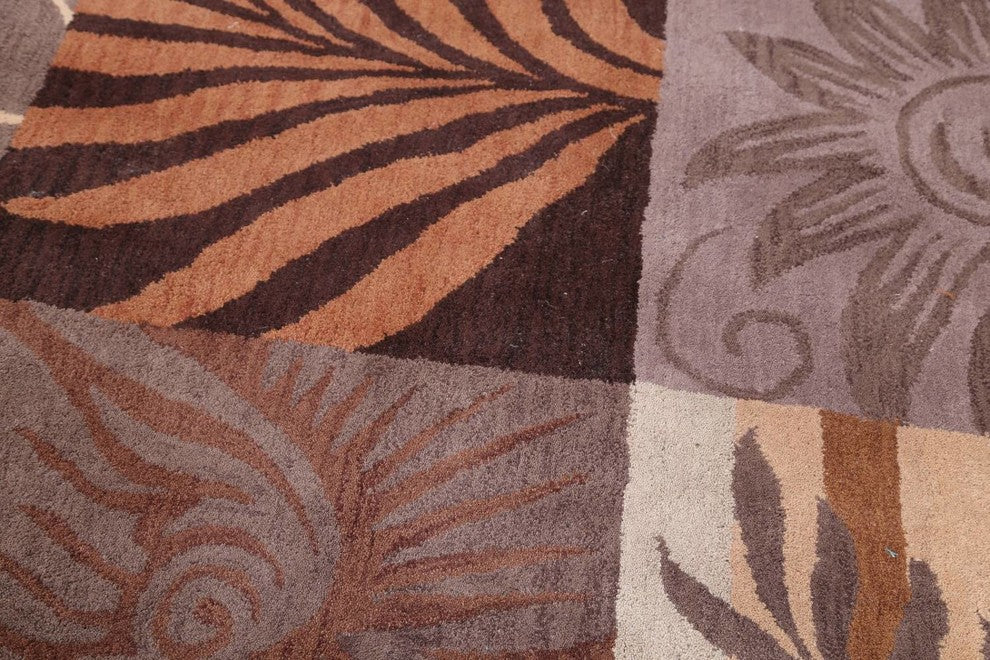 Patchwork Hand-tufted Agra Oushak Oriental Area Rug, Round 10'