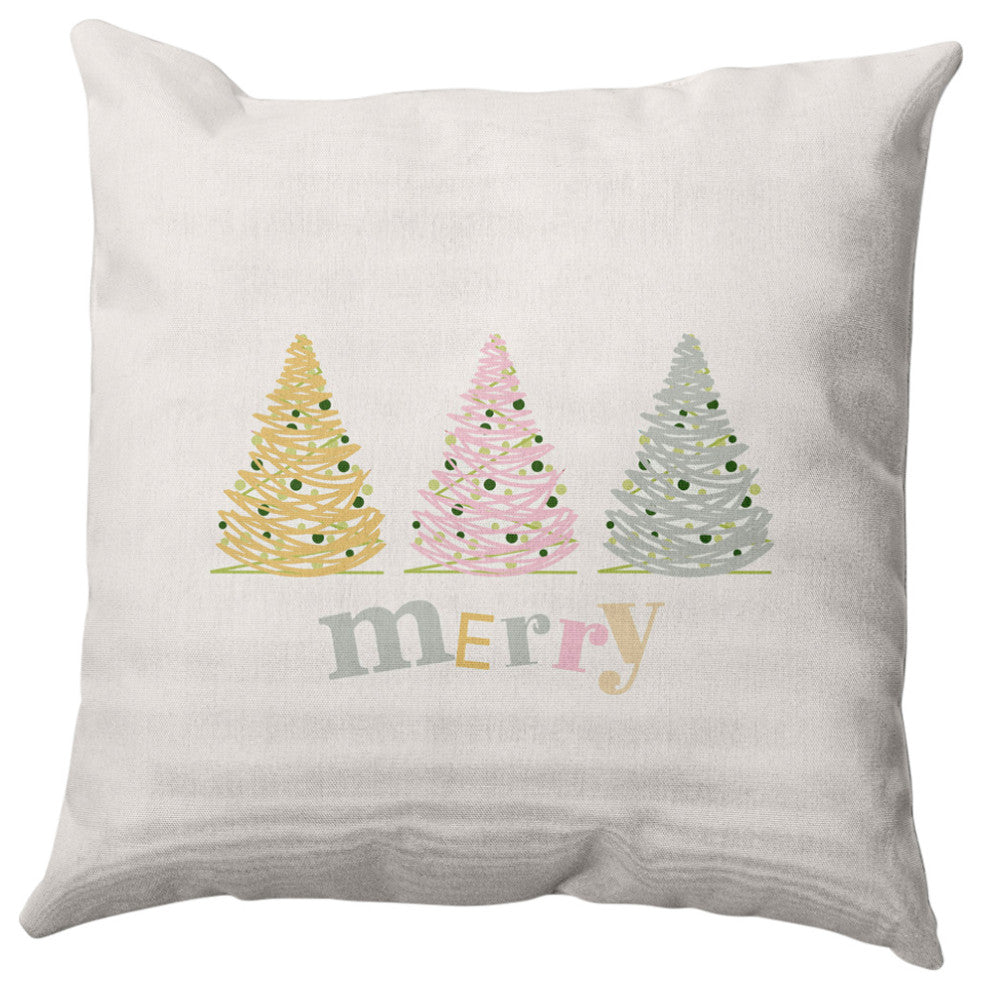 Merry Trees Decorative Throw Pillow, Multi-Soft, 18"x18"