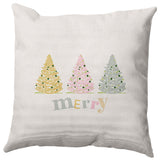 Merry Trees Decorative Throw Pillow, Multi-Soft, 18"x18"