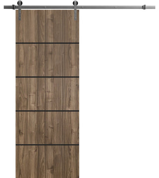 Sturdy Barn Door 42 x 96 | Planum 0015 Walnut with  | 8FT