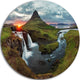 Iceland Landscape Spring, Panorama Disc Metal Artwork, 23"