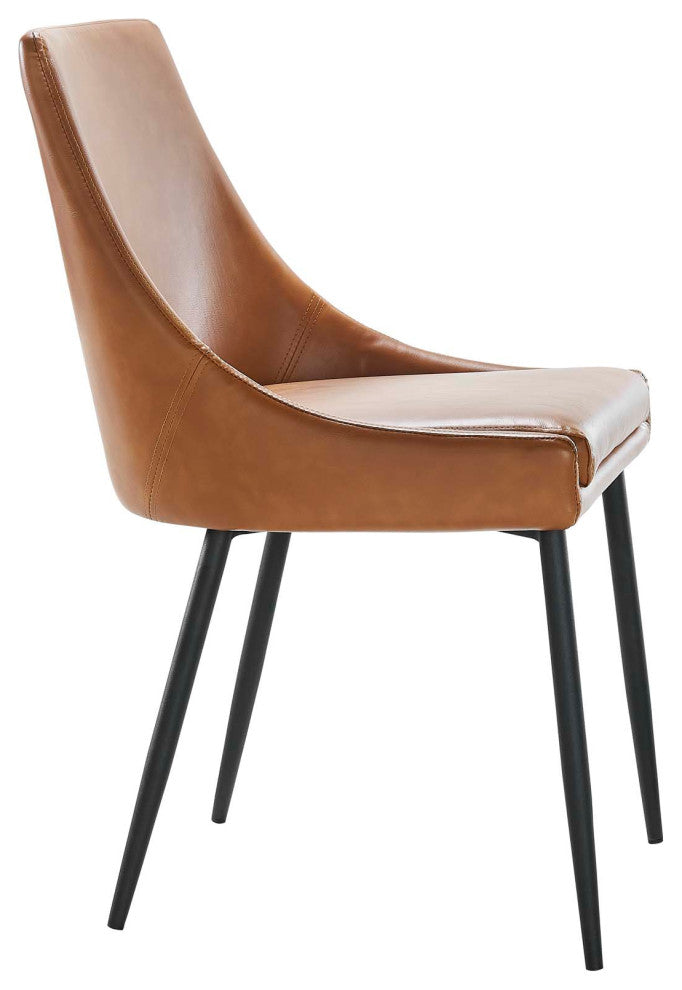 Viscount Vegan Leather Dining Chairs Set of 2 Black Tan