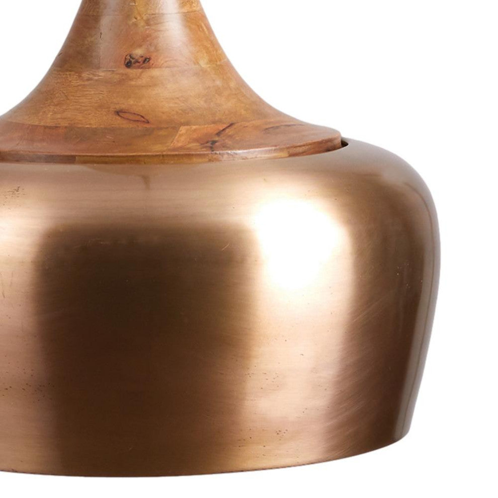 Classic Contemporary Brass Bronze 1 Light Pendant Dome Wood Farmhouse 16 in