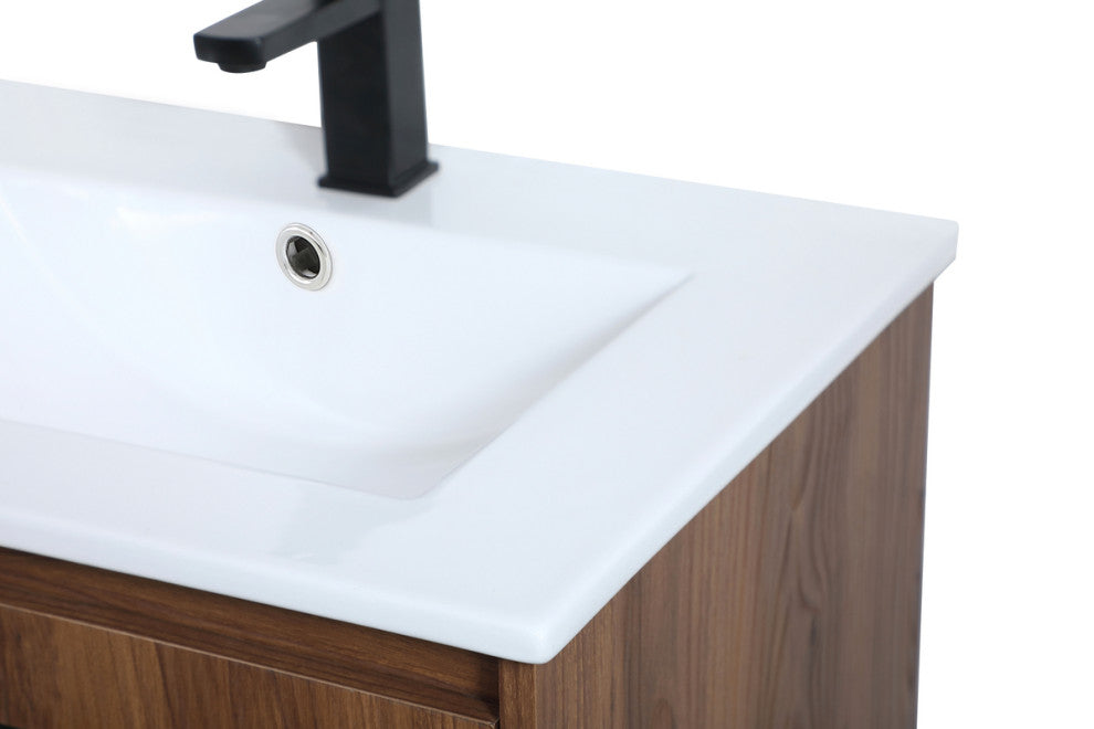 24" Single Bathroom Vanity, Walnut Brown