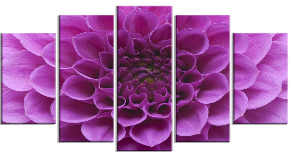 Large Light Purple Flower and Petals, Floral Canvas Art Print, 60"x32", 5 Panels