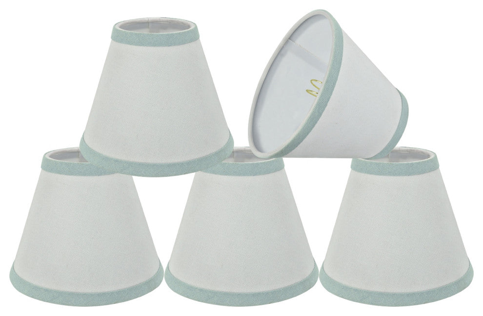 Small Hardback Empire Chandelier Clip On Lamp Shade White 3"x6"x5", Set of 5