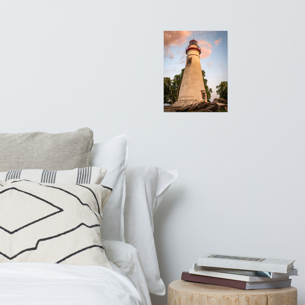 Marblehead Lighthouse at Sunset From the Shore Unframed Wall Art Prints, 11" X 14"