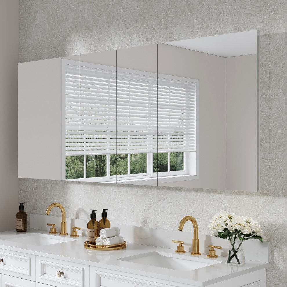 Recessed/Surface Mount Bathroom Medicine Cabinet, Reverse Installation, 72"x30"