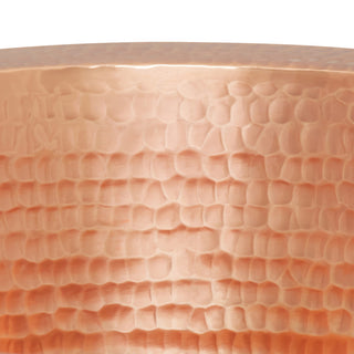 14" Round Hammered Copper Bar Sink, 2" Drain Opening, Polished Copper