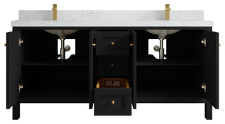 Nashville 72" Double Sink Bath Vanity, Black 2" Empira Quartz