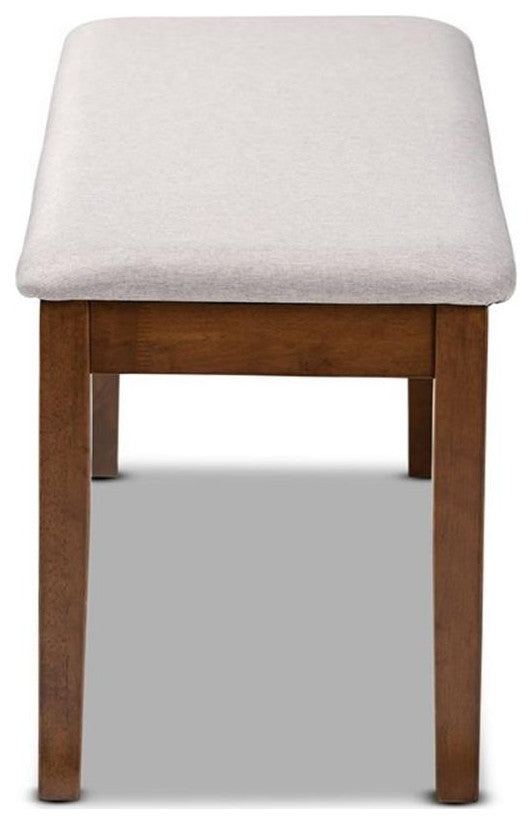 Baxton Studio Teresa Gray Fabric and Walnut Finished Wood Dining Bench