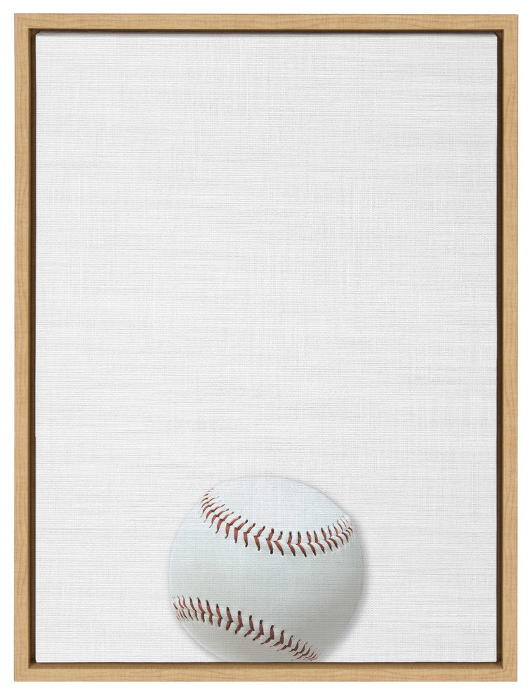Sylvie Color Baseball Portrait Framed Canvas , Natural 18x24