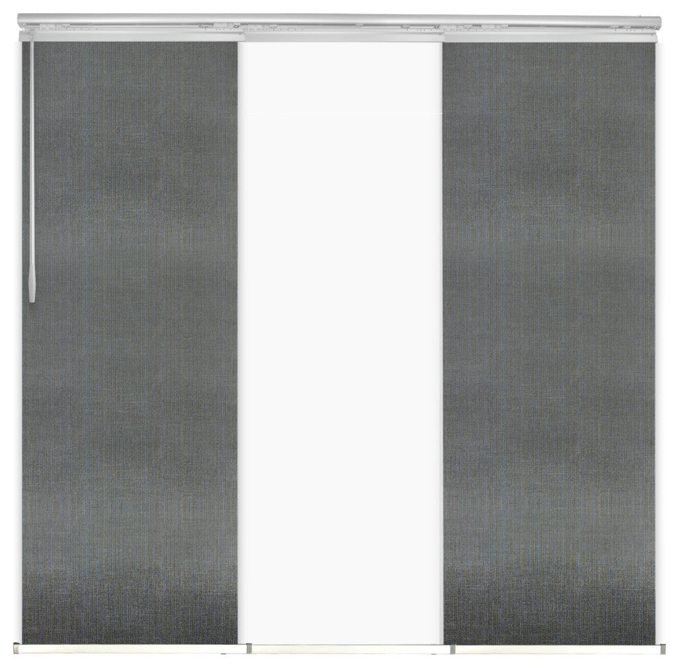 Navajo White-Stormy 3-Panel Track Extendable Vertical Blinds 36-66"x94"