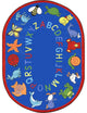 Kid Essentials Rug, ABC Animals, 5'4"x7'8" Oval, Blue