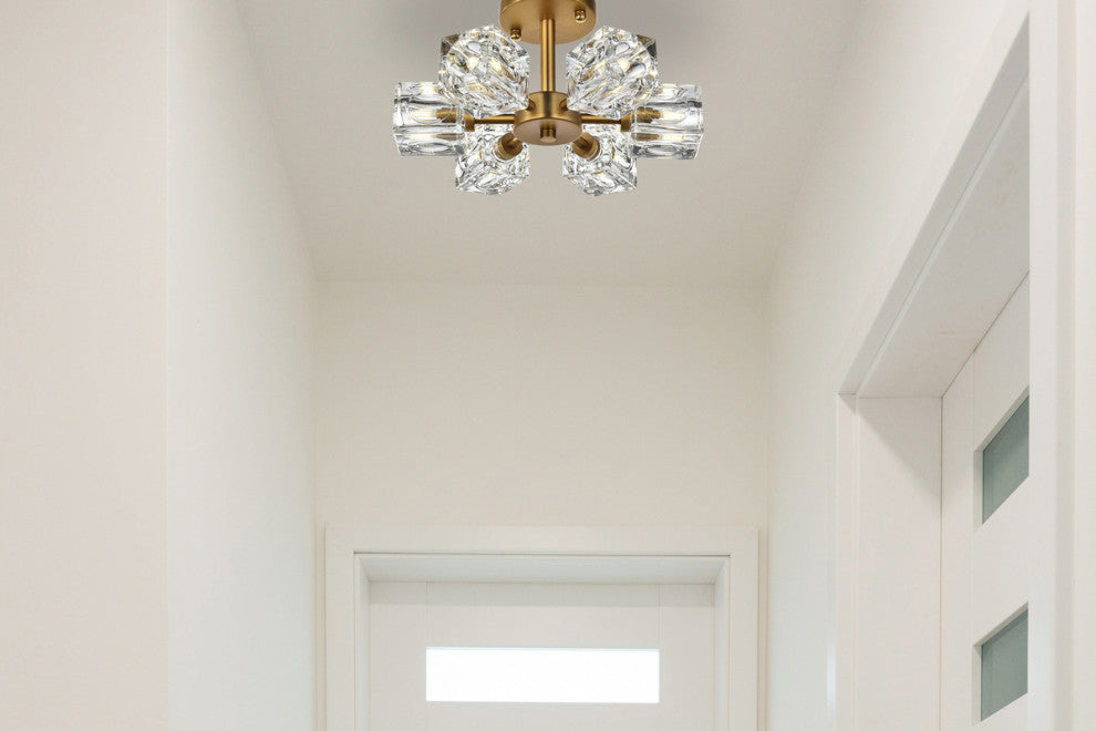 14" Flush Mount, Satin Gold
