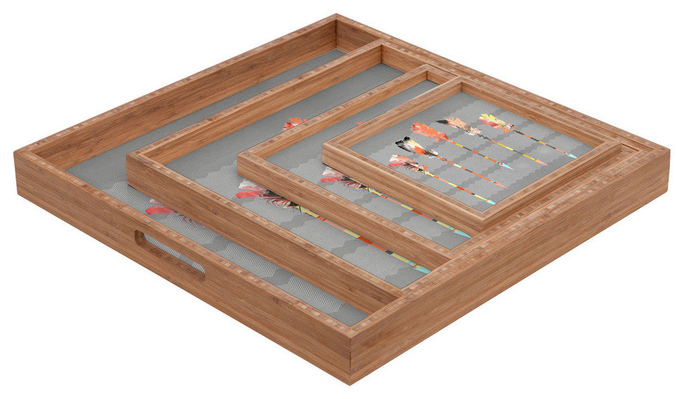 Deny Designs Iveta Abolina Gray Pastel Feathers Square Tray