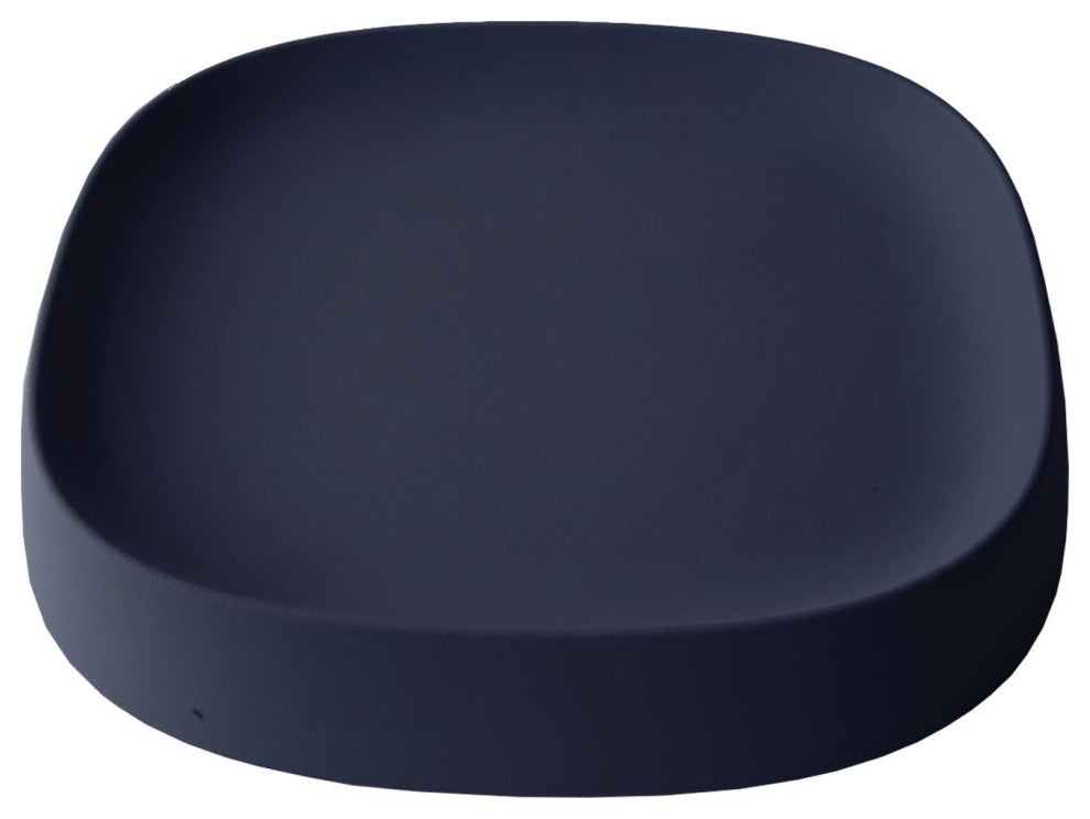 Pebble  Modern Plant Caddy with Hidden Wheels, Midnight Blue, Medium