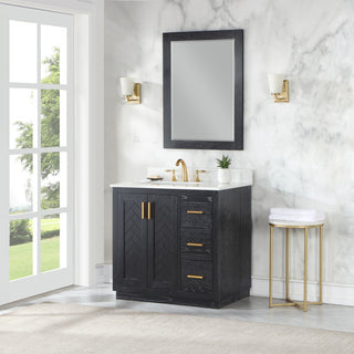 Altair Gazsi Black Oak Bathroom Vanity Set, 36", With Mirror