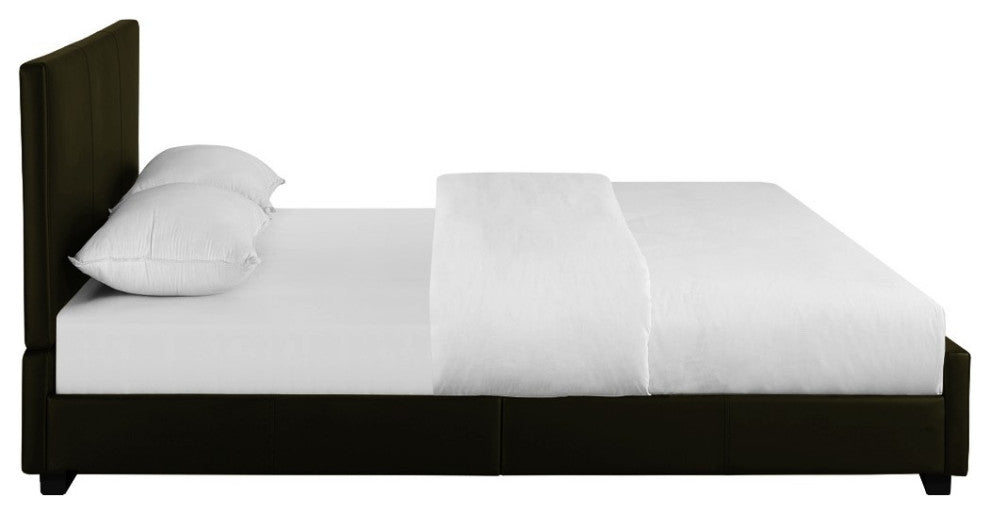 Brown Upholstered Twin Platform Bed