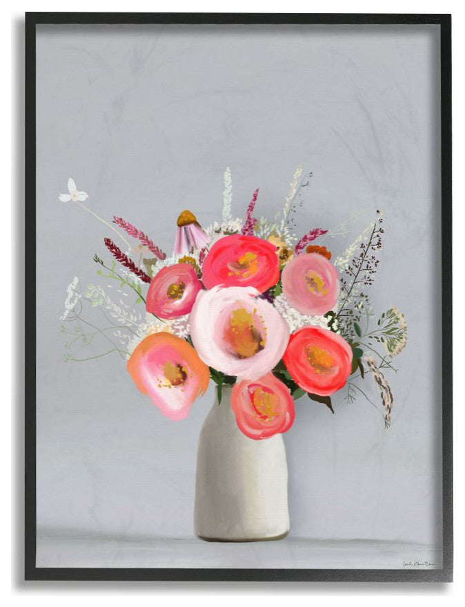 Flower Vase Pink Grey Painting, 16"x20"