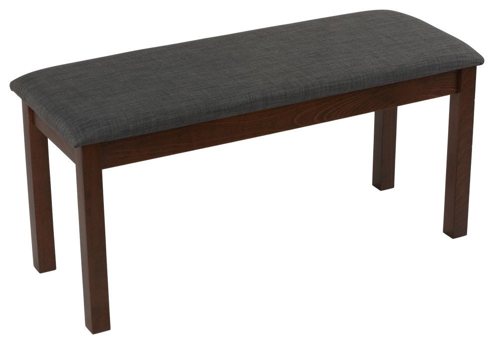 Cortesi Home Rosco Dining Bench, Charcoal Fabric, Walnut Finish 40"