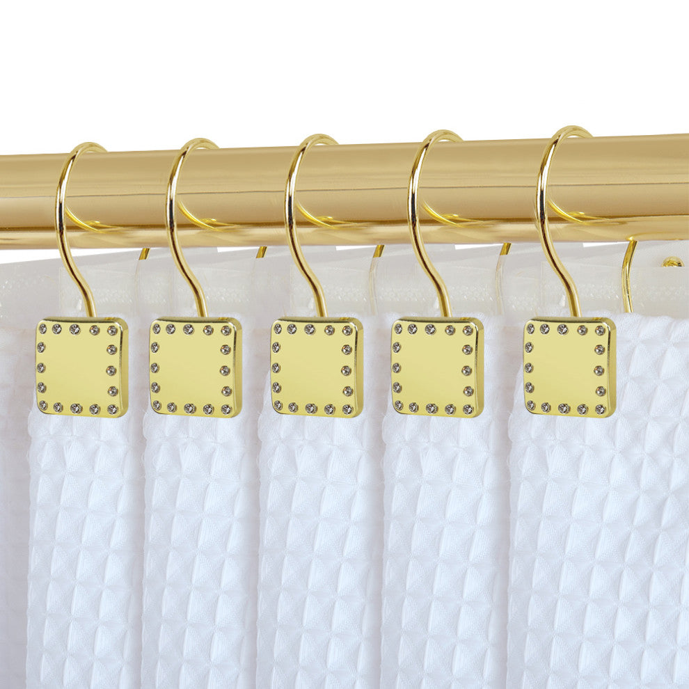 Utopia Alley Shower Hooks - Double Shower Curtain Rings for Bathroom, Gold