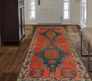 Fine Vintage Distressed Esperanz Red/Navy Runner, 4'8x10'11