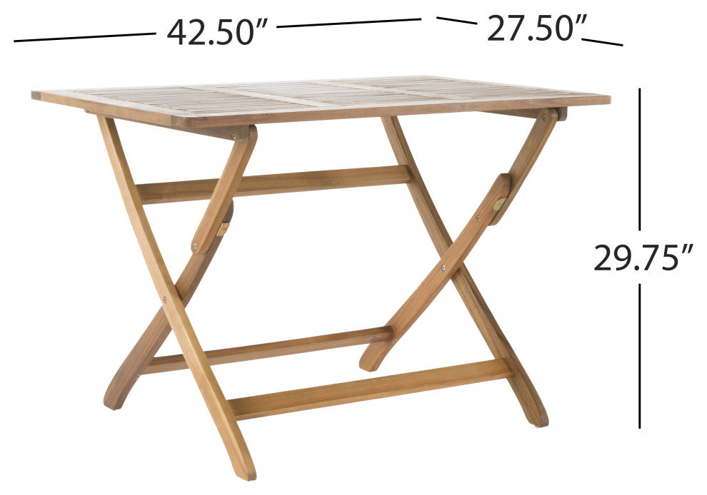GDF Studio St. Nevis Outdoor Acacia Wood Foldable Dining Table, Natural