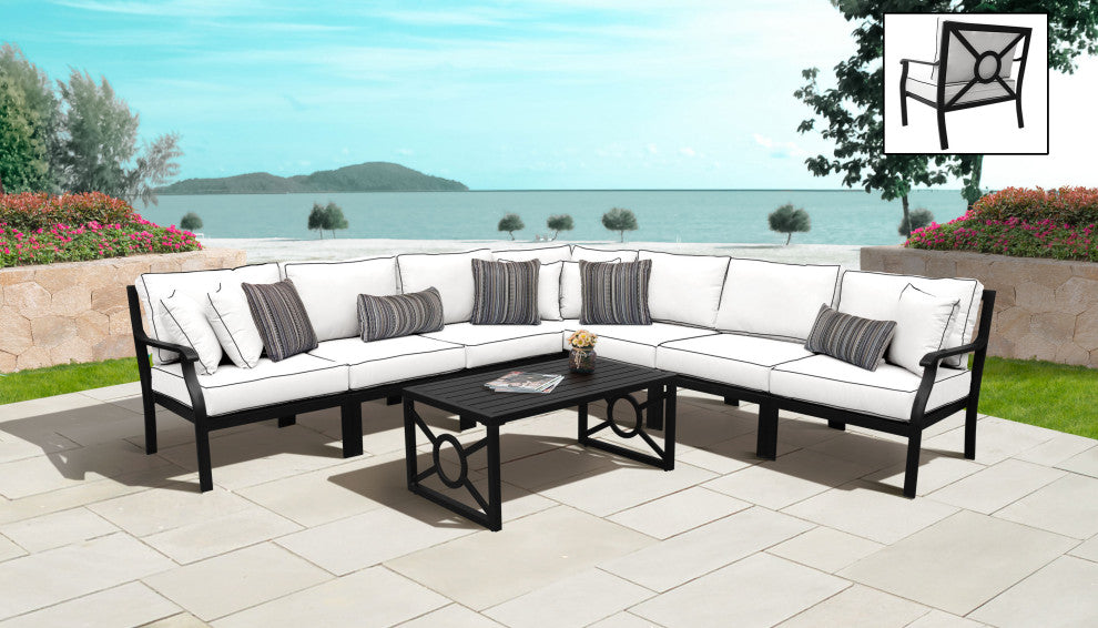 kathy ireland Madison Ave. 8 Piece Aluminum Patio Furniture Set 08a, Snow