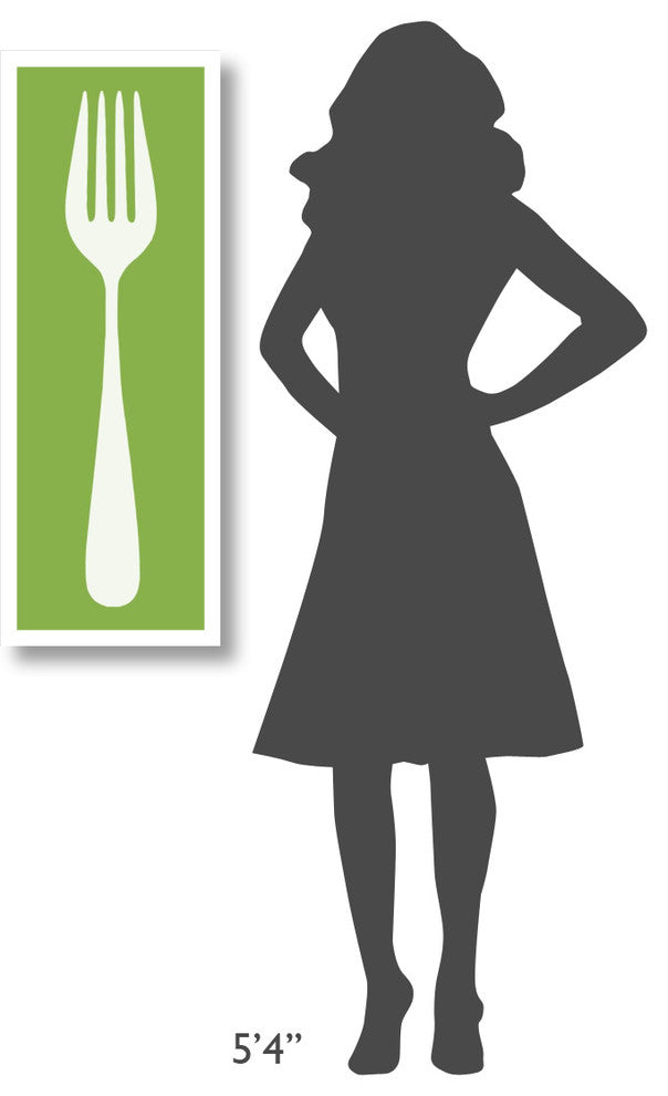 "Mealtime: White on Green - Fork" Digital Paper Print by BG.Studio, 14"x38"