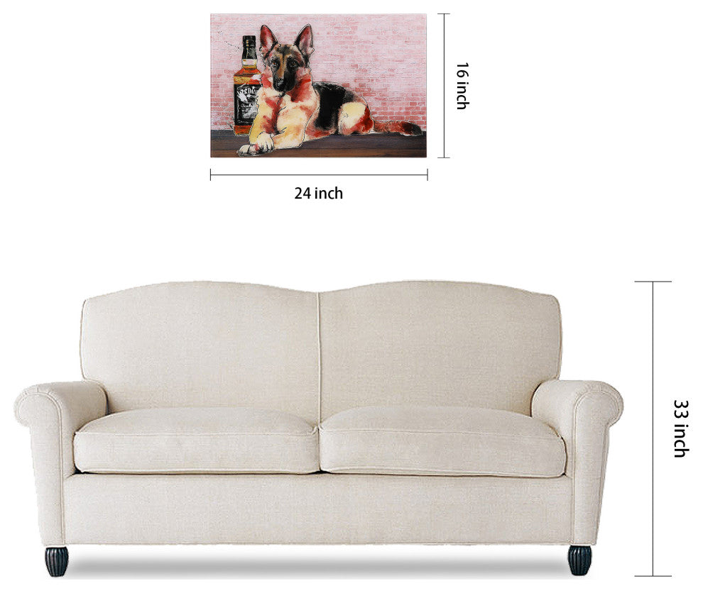 "German Jack" Dog Fashion Wall Art Frameless Free Floating Tempered Glass 24x16