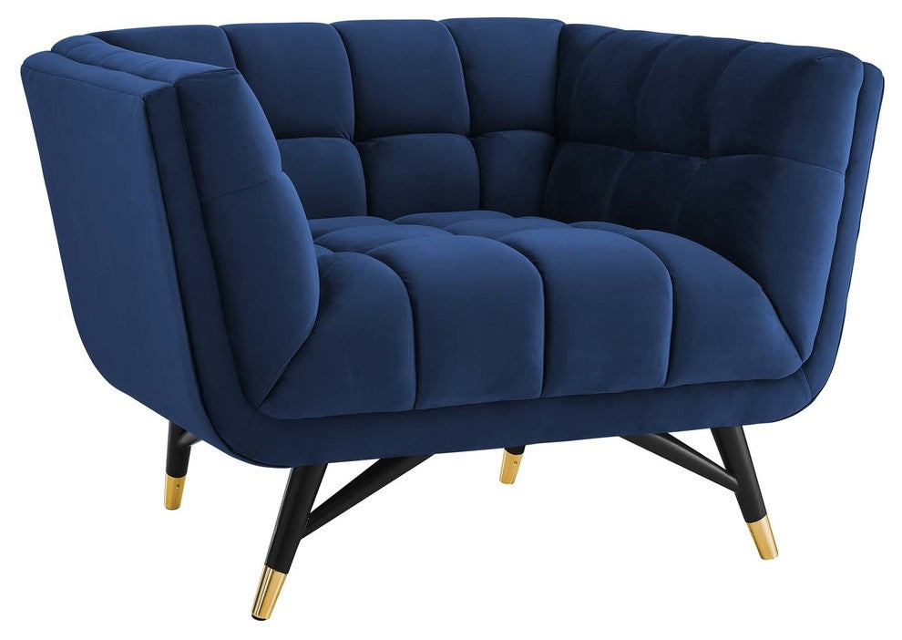 Adept Upholstered Velvet Armchair, Midnight Blue