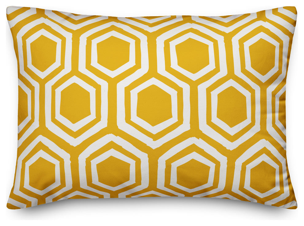 Yellow and White Honeycomb 14x20 Lumbar Pillow