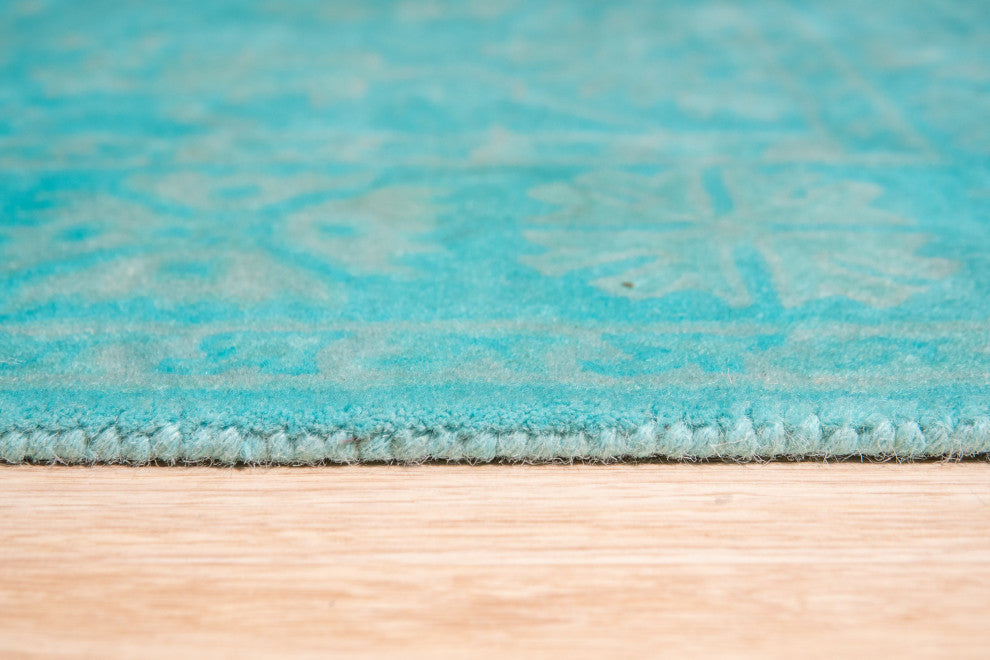 EORC Green Hand-Tufted Wool Overdyed Rug, 7'9x9'9