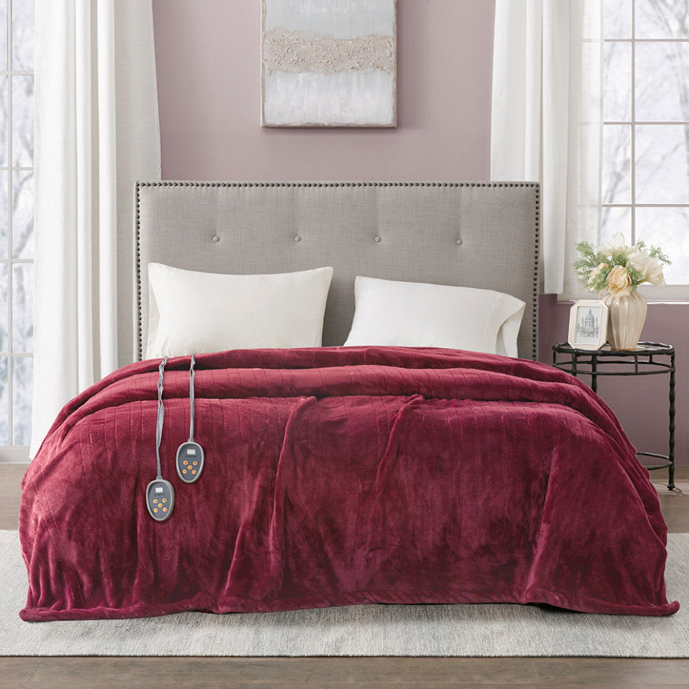 Beautyrest Heated Plush Blanket, Red