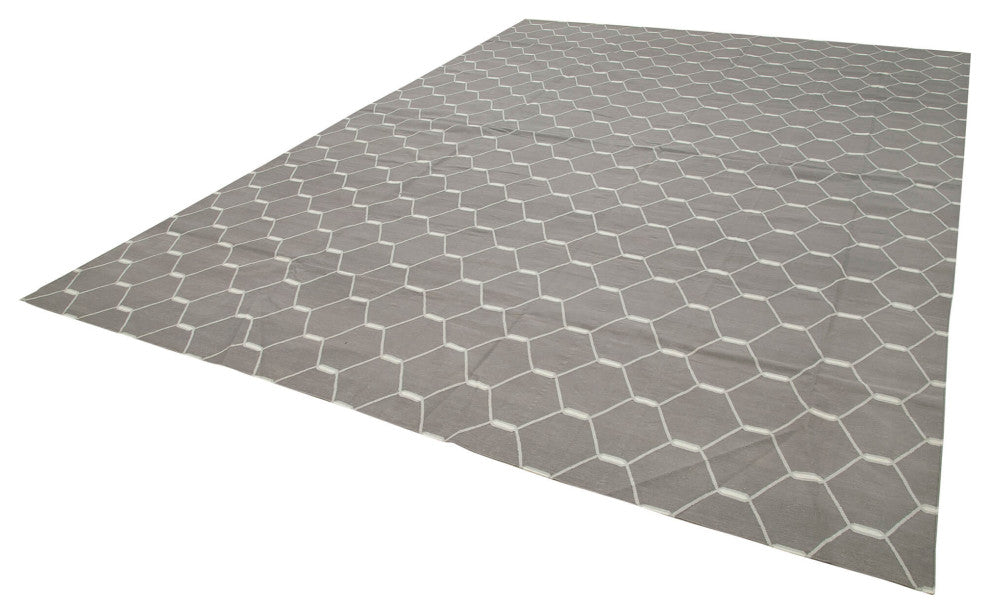 Rug N Carpet - Handmade Wool 10' 2'' x 13' 10'' Flatweave Dhurrie Kilim Rug
