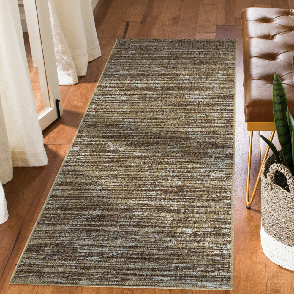 Maryland Cecil Indoor/Outdoor Runner, Brown, 2'4" x 8', Striped
