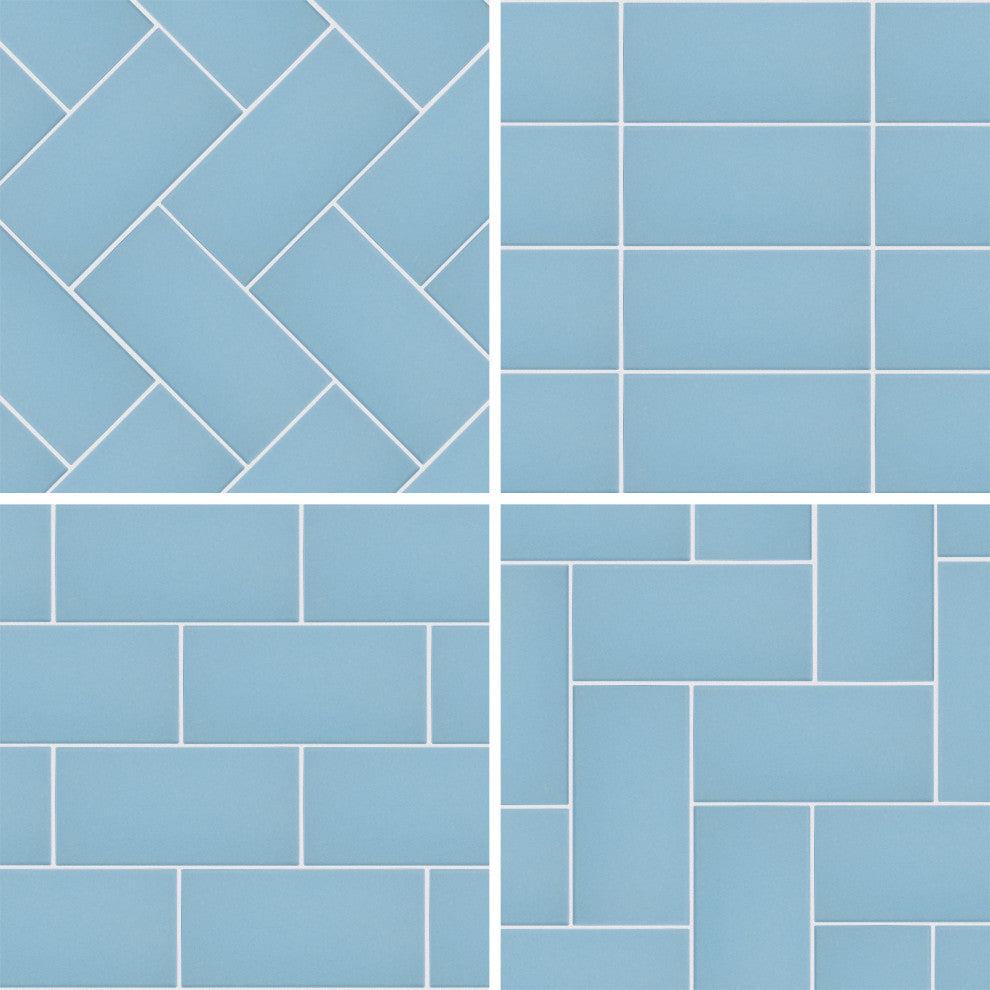Piscina Brick Matte Blue Porcelain Floor and Wall Tile