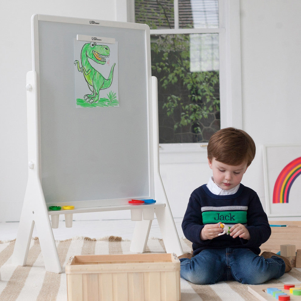 Little Partners Contempo Adjustable Height Art Easel, Soft White