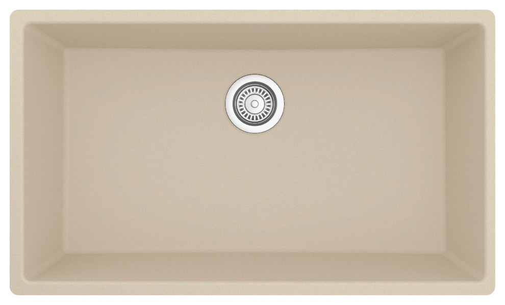Karran QU-812 Undermount 32.5" Single Bowl Quartz Kitchen Sink, Bisque