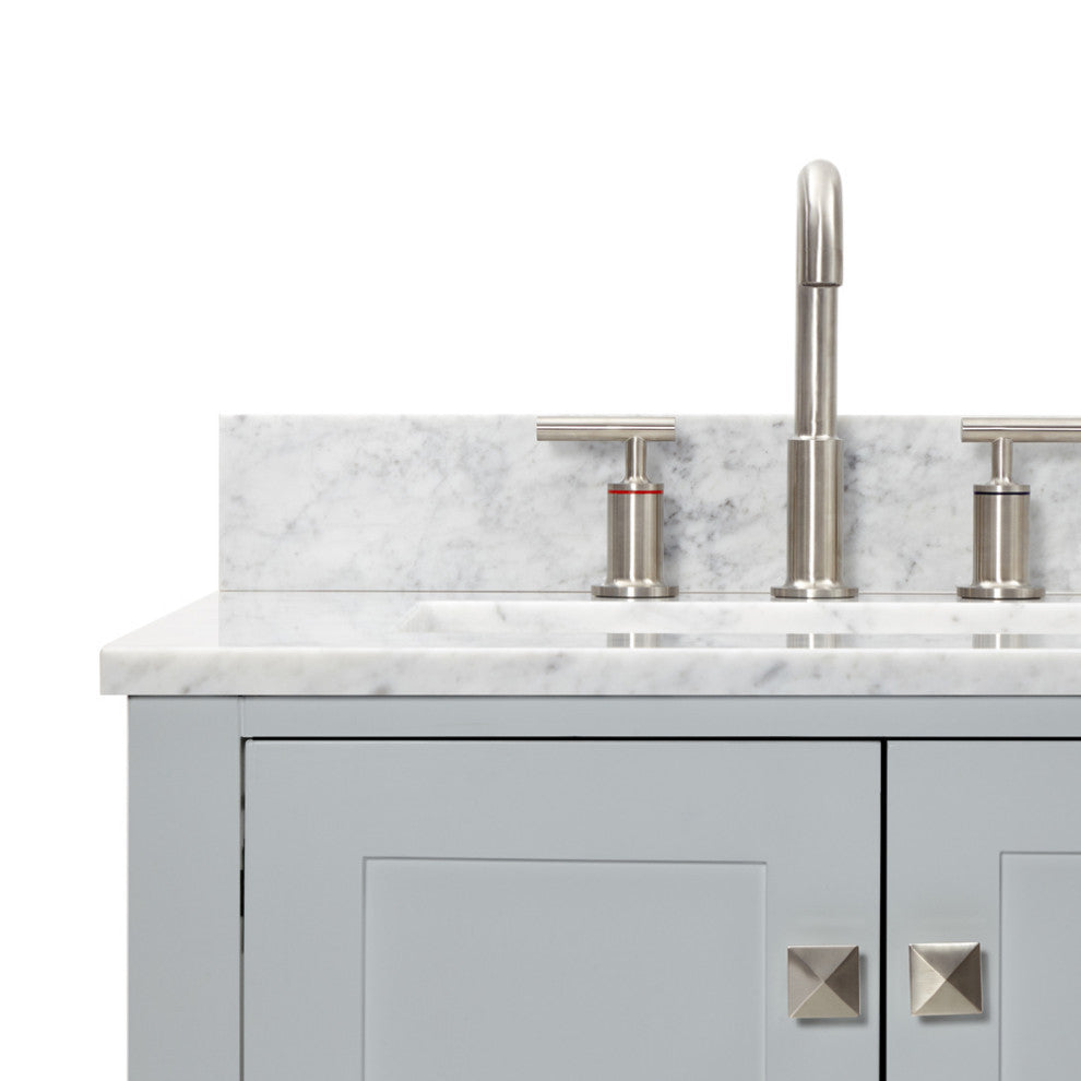 ARIEL Cambridge 61" Rectangle Sinks Bath Vanity Carrara Marble